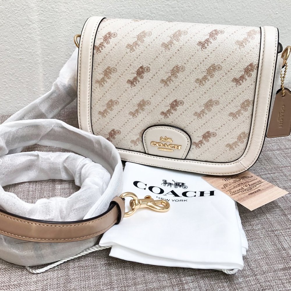 NWT Coach Saddle Bag Horse & Carriage Diagonal Print C4059, Crossbody.